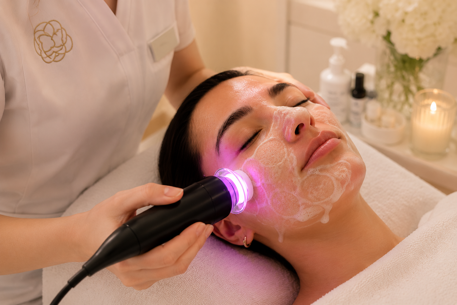 Geneo X facial procedure in progress at Casablanca Aesthetic