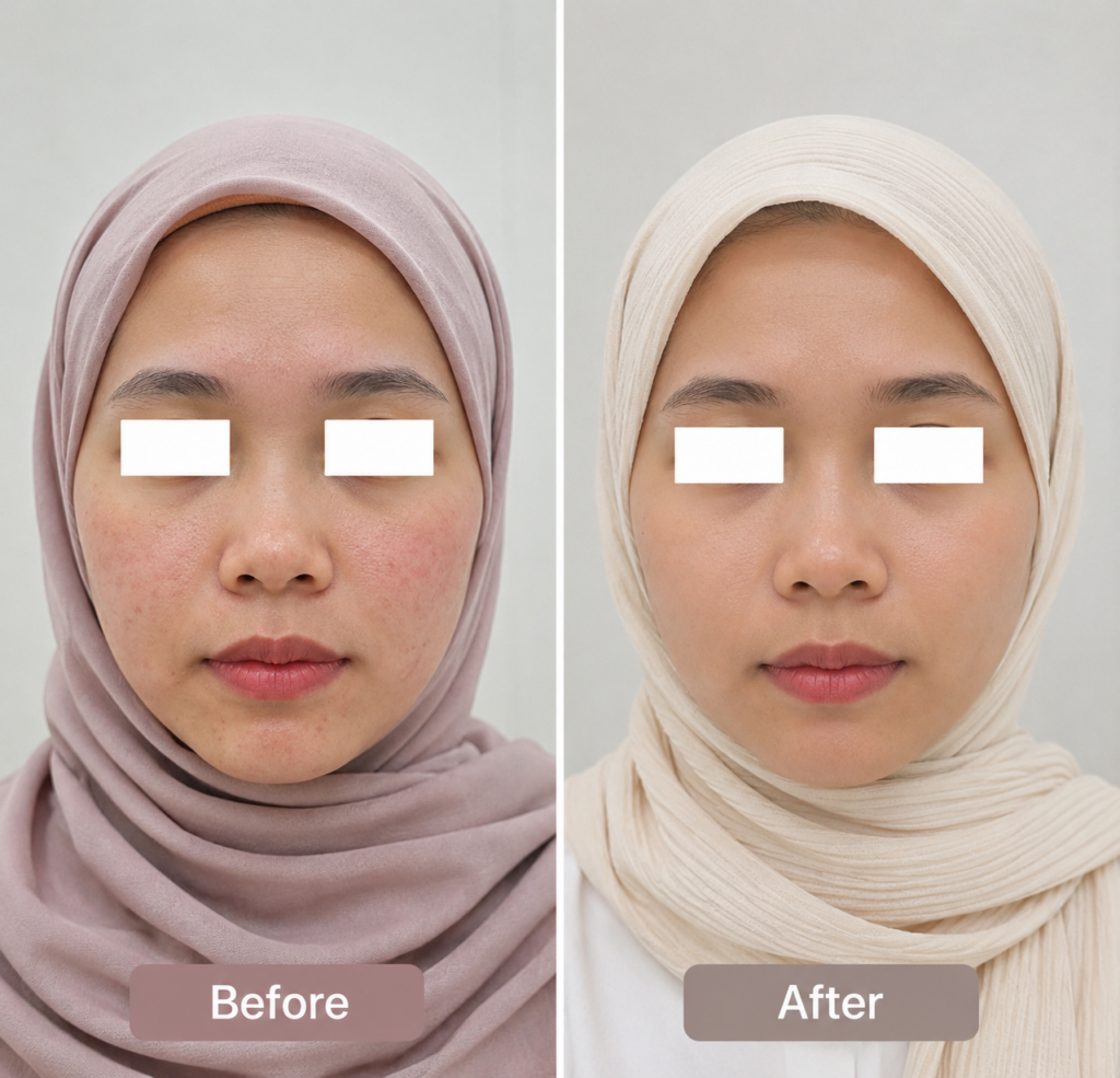 sensitive skin before and after rejuran facial