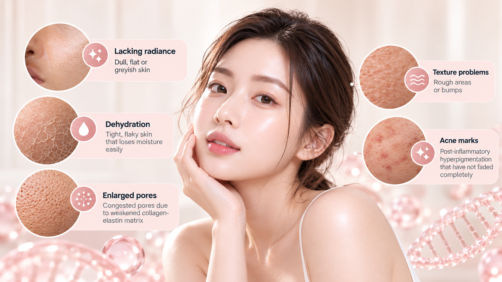Skin problems addressed by Salmon DNA skin booster treatment at Casablanca Aesthetic KL